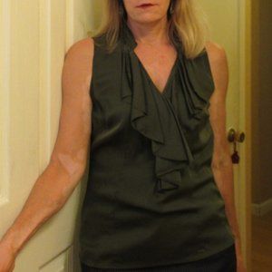 Ann Taylor Deep Green Silk&Rayon Sleeveless Top